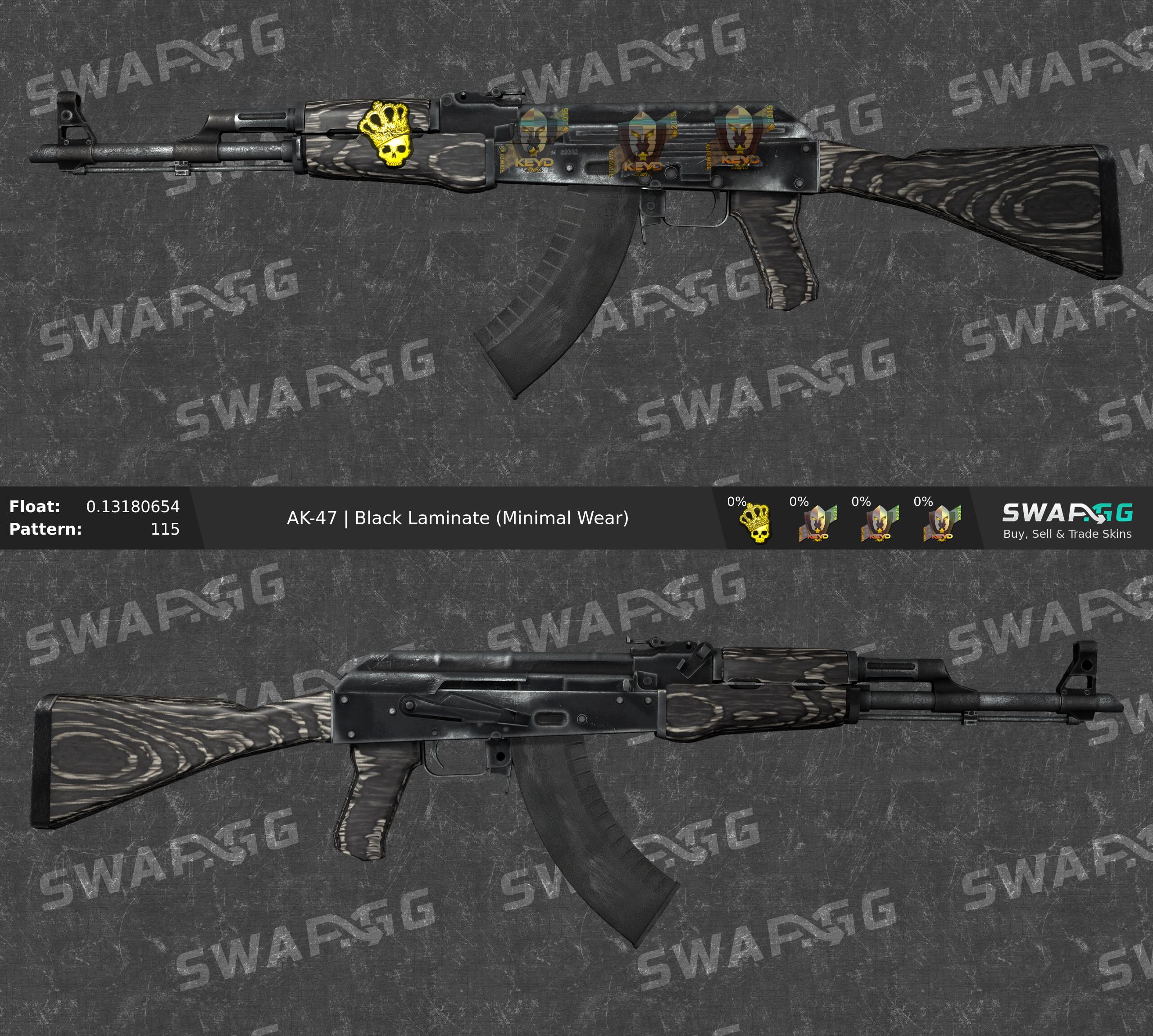 [PC] AK47 Black Laminate FT w/ Crown + 3x Keyd 15 Holos GlobalOffensiveTrade