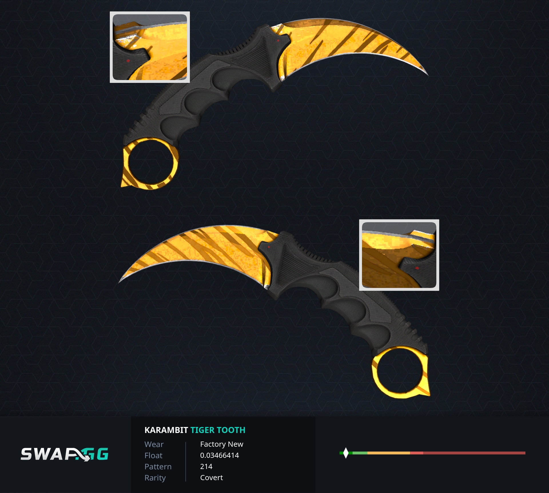 H Karambit Tiger Tooth Fn Clean Corner W Butterfly Knife Tiger